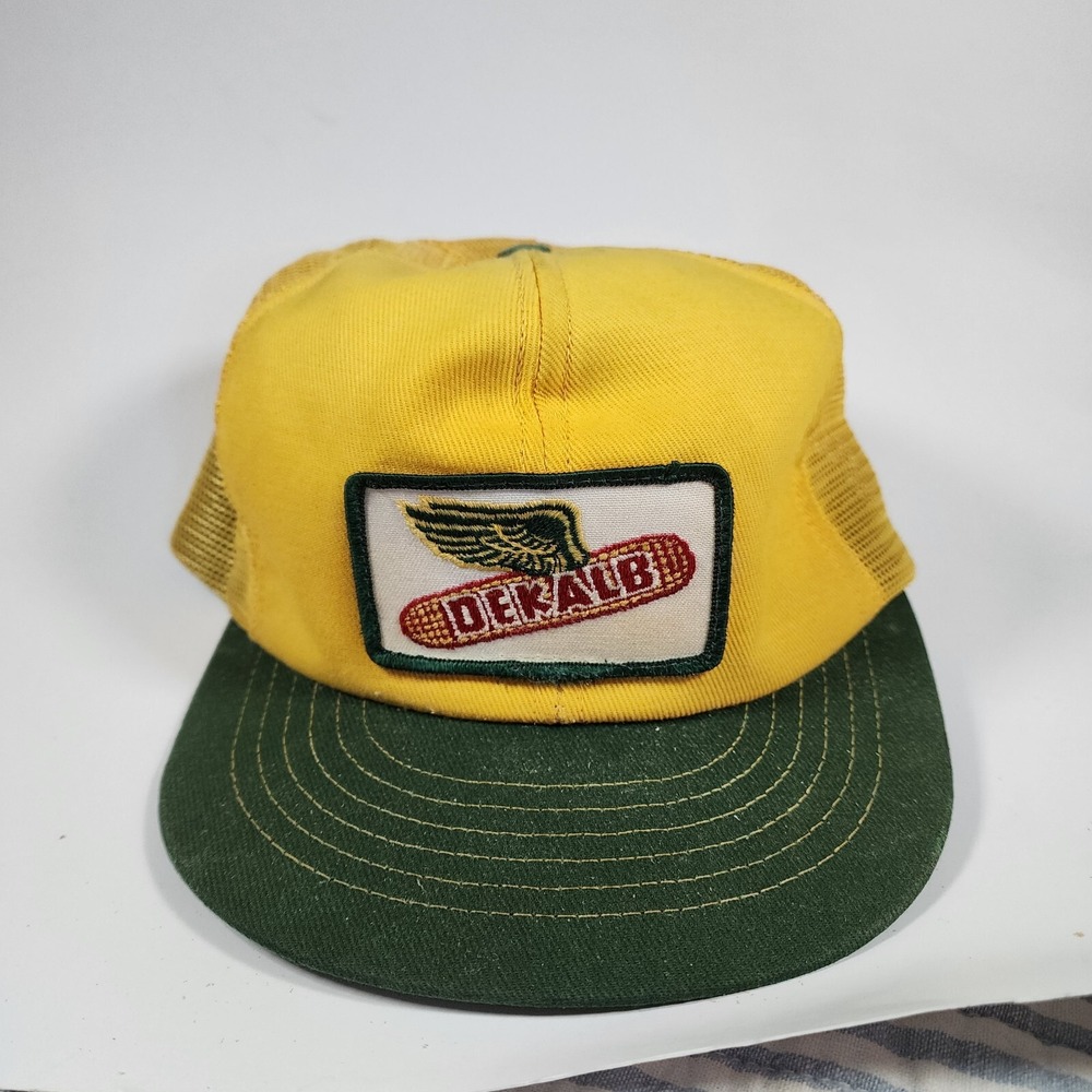 Vintage 80s DEKALB Seeds Mesh Back Trucker Hat Cap Farm Agriculture K Products - Picture 1 of 7